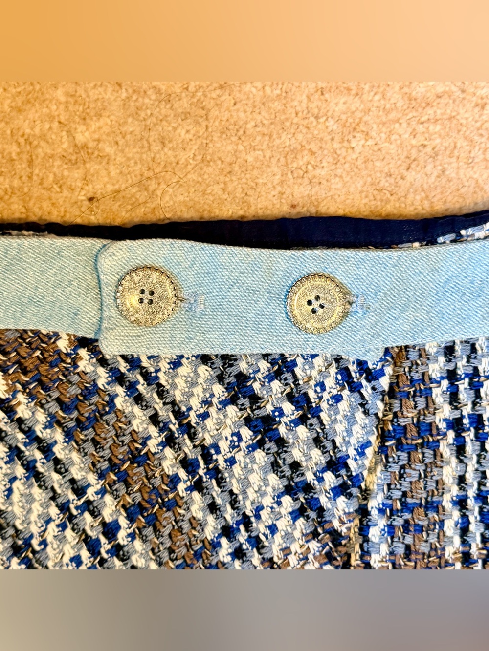 Zara Tweed High Rise Blue Plaid Miniskirt - Picture 4 of 6
